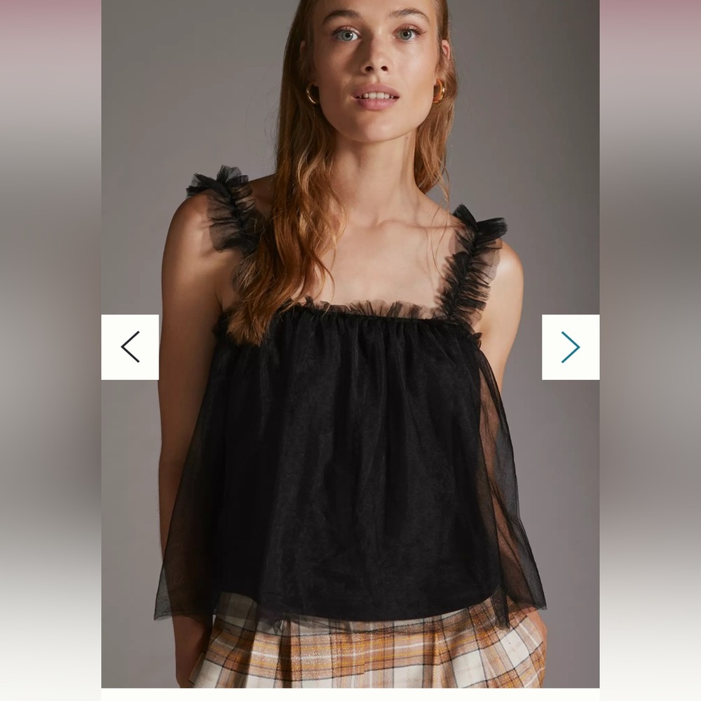 Sunday in Brooklyn Black Relaxed Ruffled Tank Top x Anthropologie